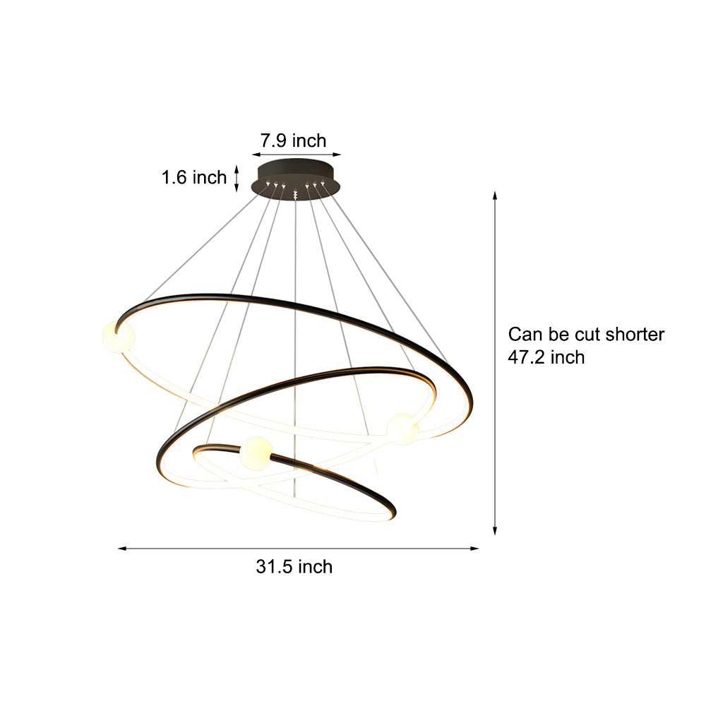 Modern Circular LED Chandelier with Dimmable Rings