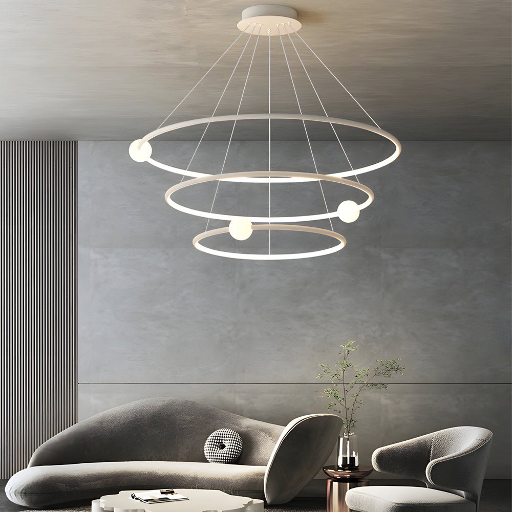 Modern Circular LED Chandelier with Dimmable Rings