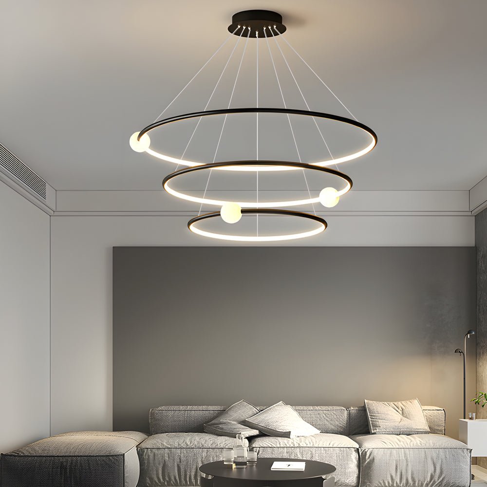 Modern Circular LED Chandelier with Dimmable Rings