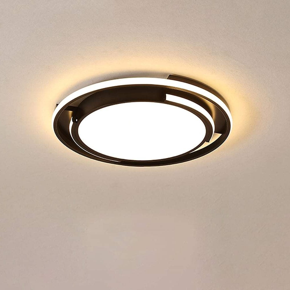 Circular Dimmable LED Flush Mount Ceiling Light in Black