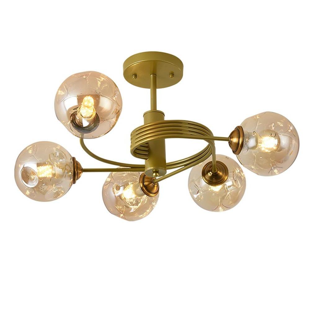 Nordic Sputnik Chandelier 5-Light Metal Glass Globe Pendant