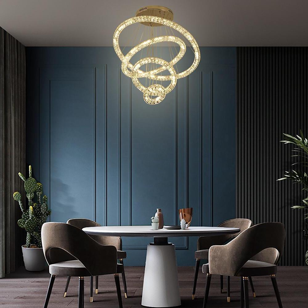 Crystal Tiered Ring Chandelier LED Pendant Light Vintage Design