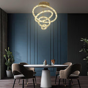 Crystal Tiered Ring Chandelier LED Pendant Light Vintage Design