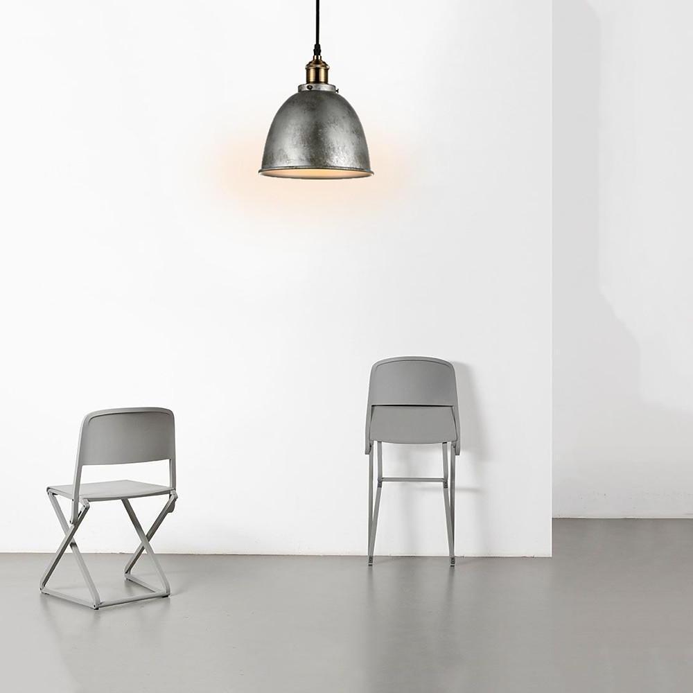 8" White Industrial Dome Pendant Light Metal Bowl Shade