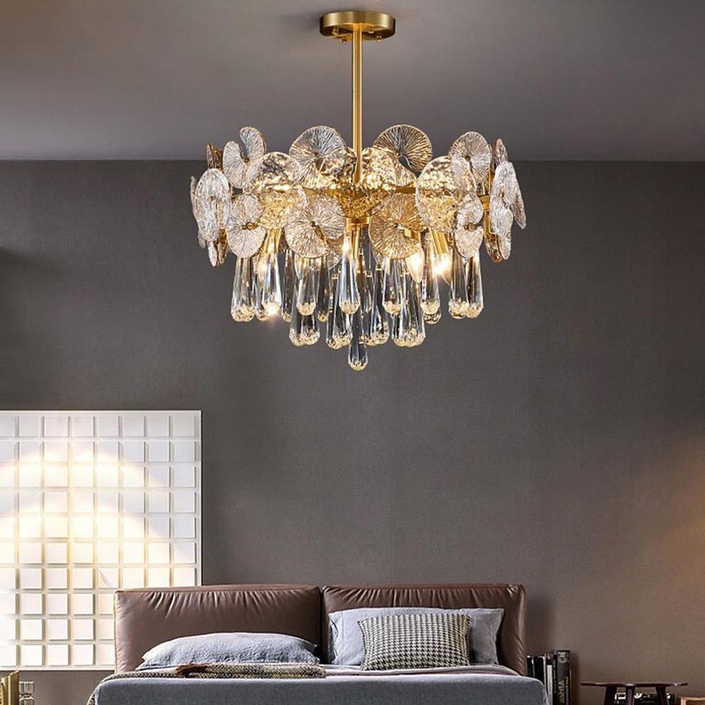 Modern Crystal Candelabra Flush Mount Ceiling Light LED 20 Inch