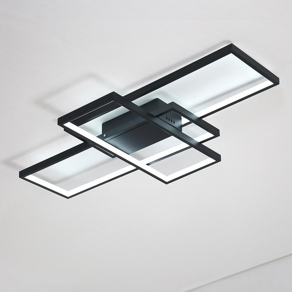 Tiered Rectangular Flush Mount LED Ceiling Light – Modern Metal