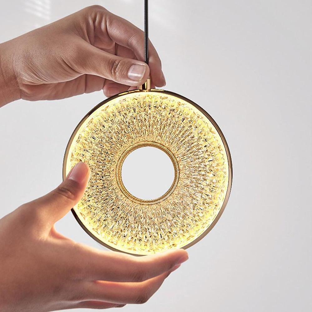 Modern Circle LED Pendant Light - Electroplated Metal & Acrylic