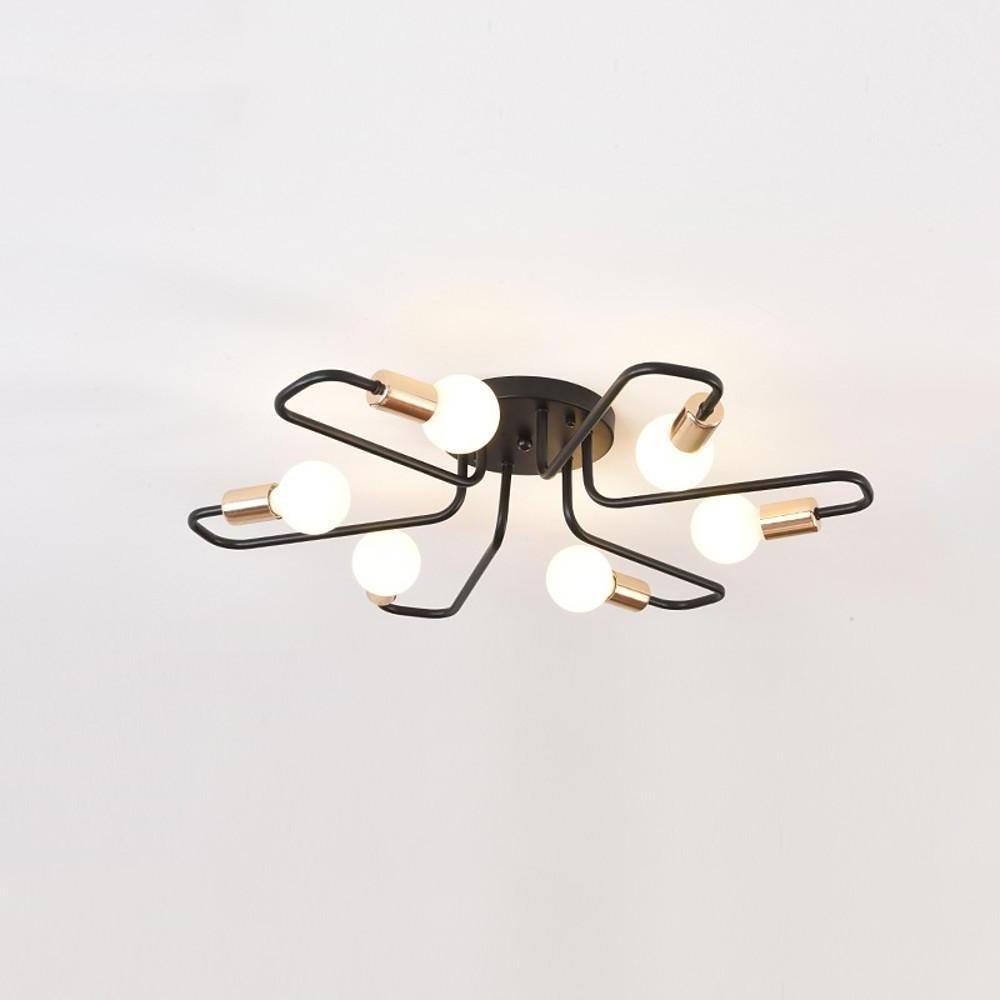 6-Light Flush Mount Ceiling Light - Modern Metal Flower Design