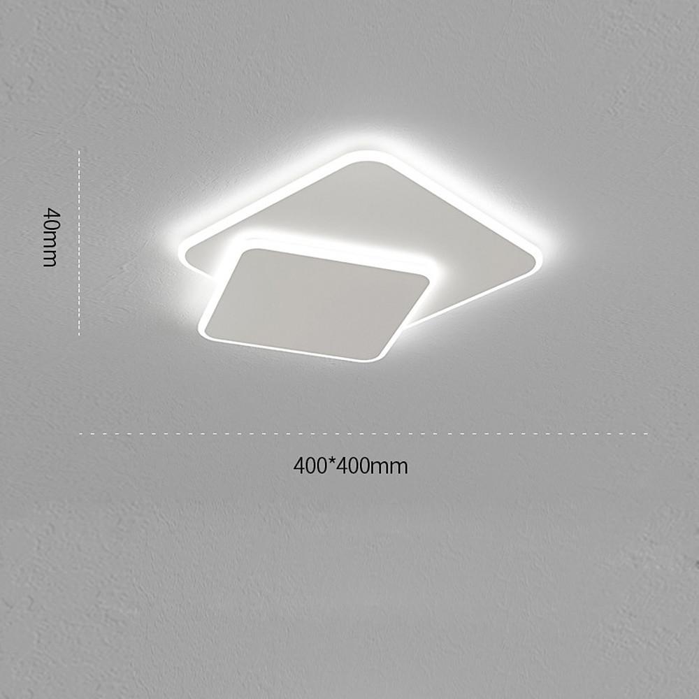 Modern White Square LED Flush Mount Ceiling Light - 2 Tier Design