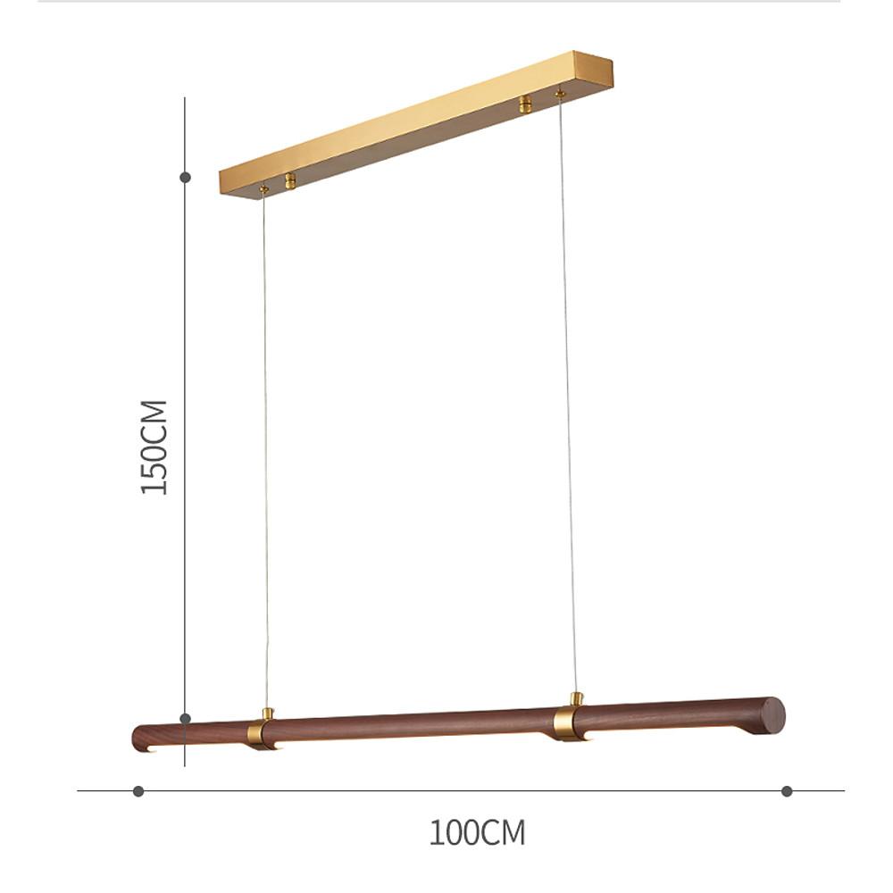 Retro Metal Wood Linear Chandelier Island Pendant Light