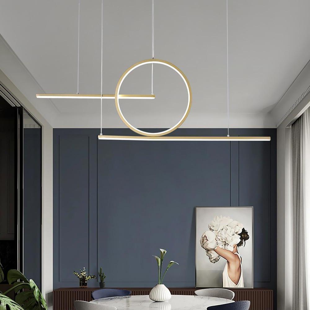 Modern Circular Linear LED Pendant Light Aluminum Dining Room