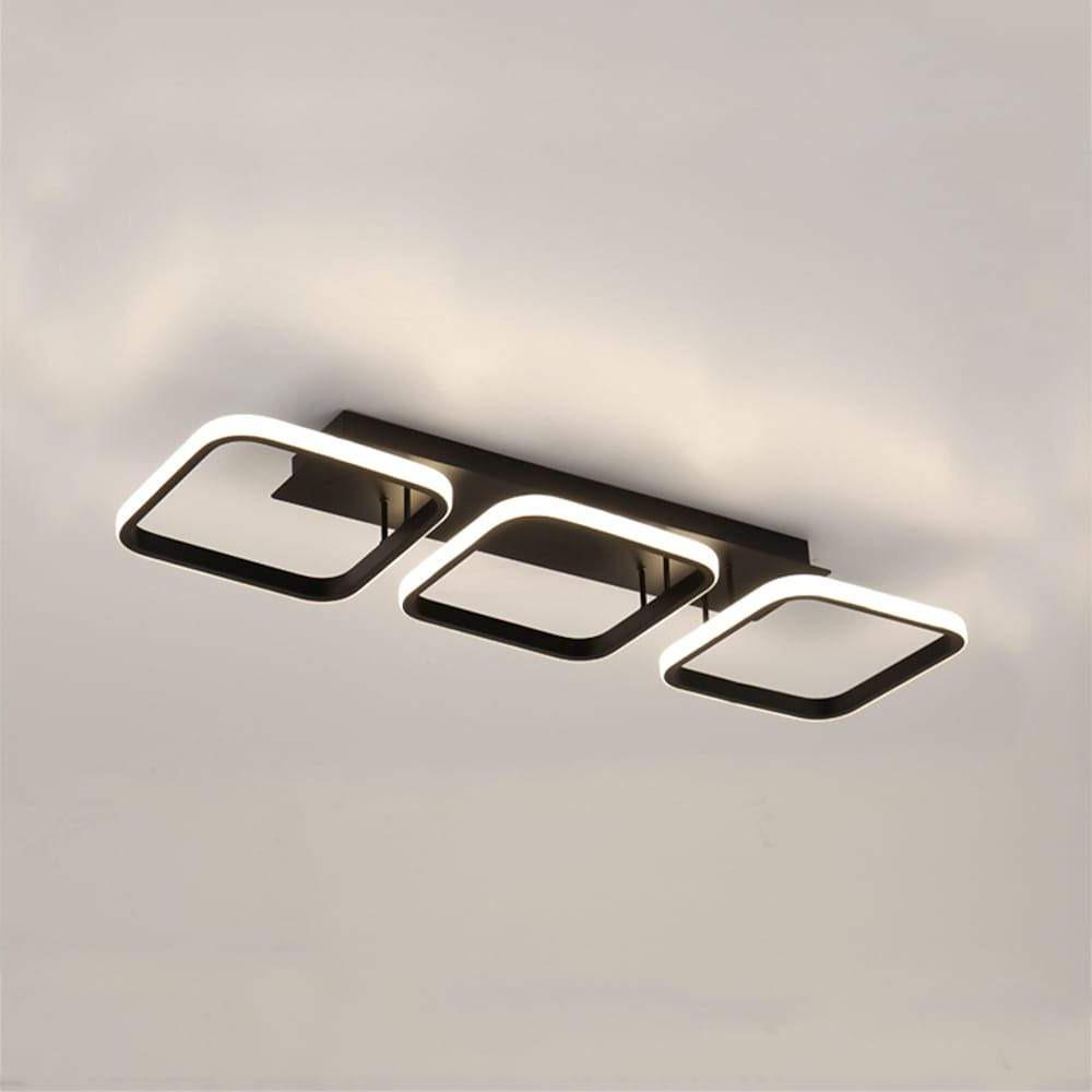 Modern Black Triple Square LED Flush Mount Ceiling Light