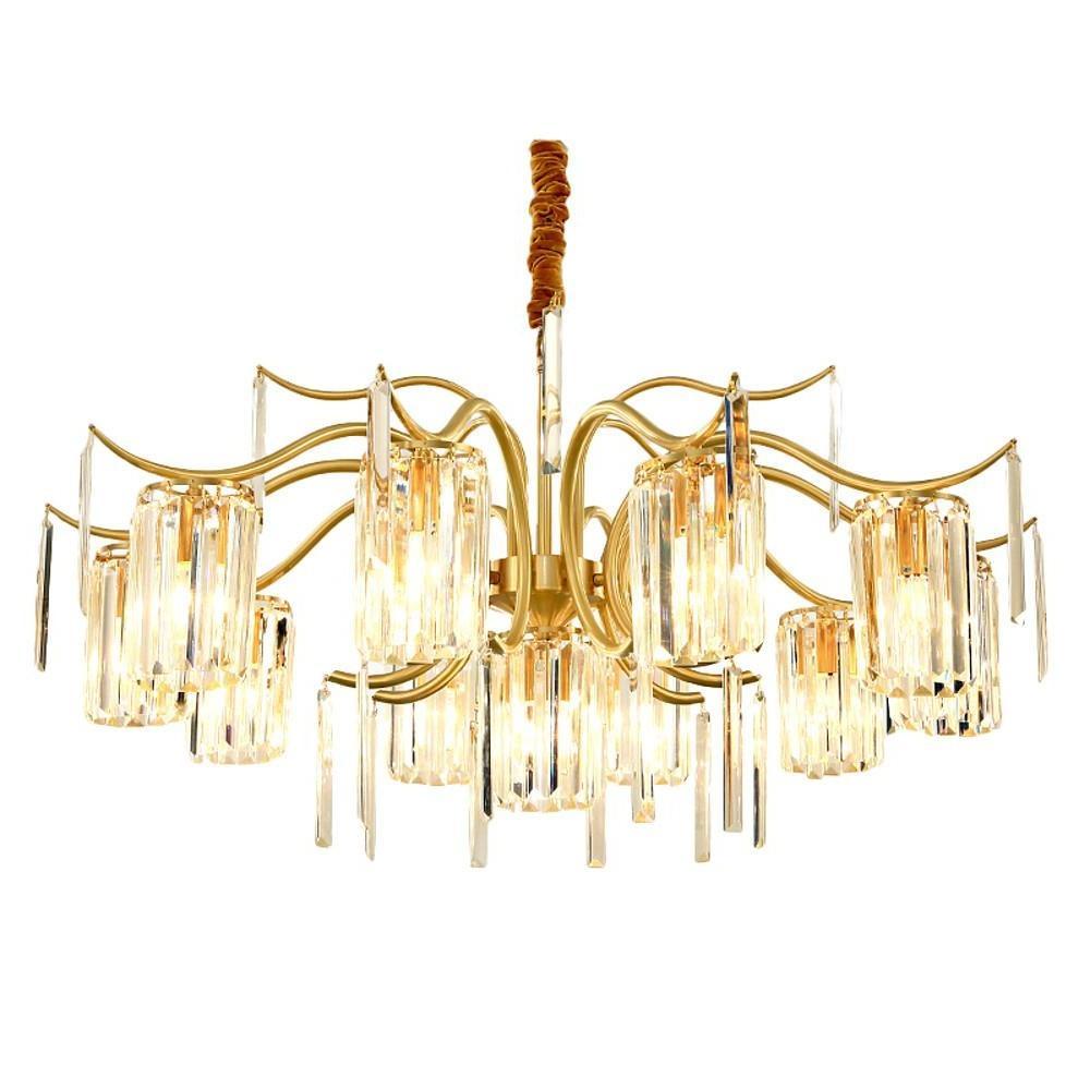 Crystal Chandelier Gold Copper Finish LED Ambient Lighting