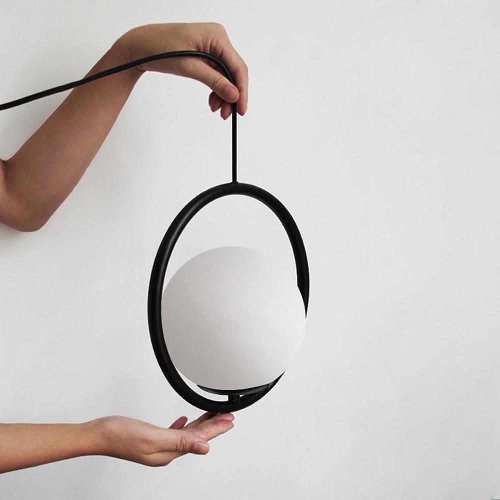Modern Metal Circle Glass Globe Pendant Light
