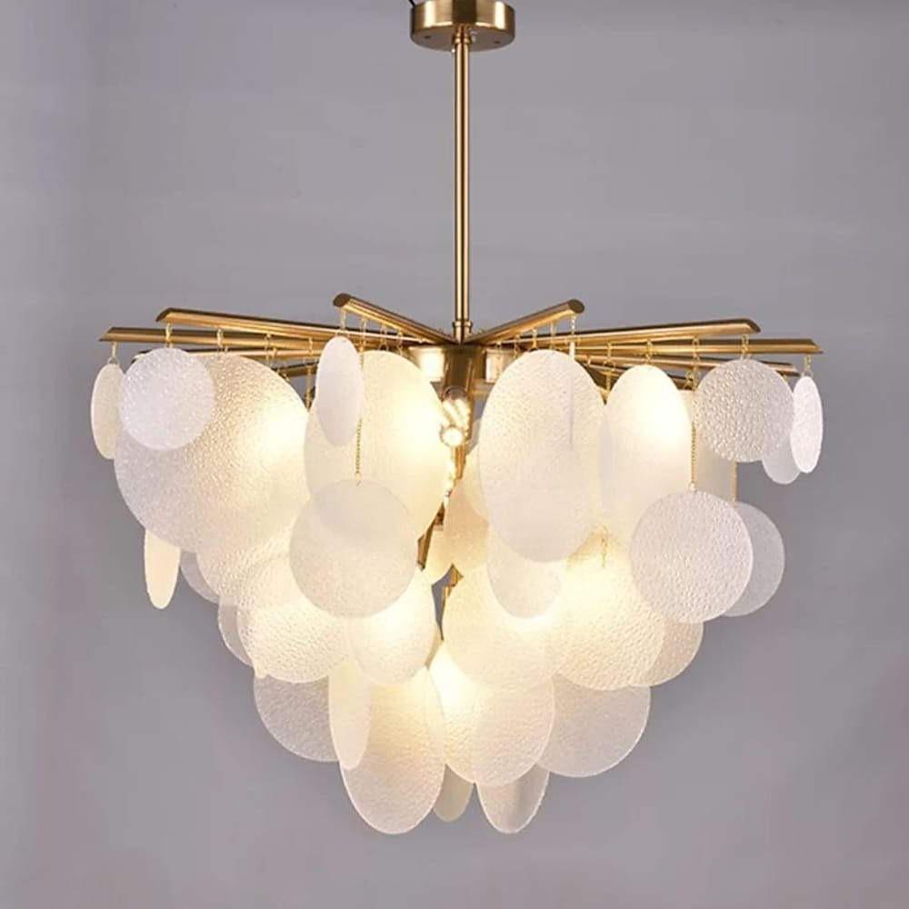Modern LED Chandelier with Layered Acrylic Panels – 6 Lights