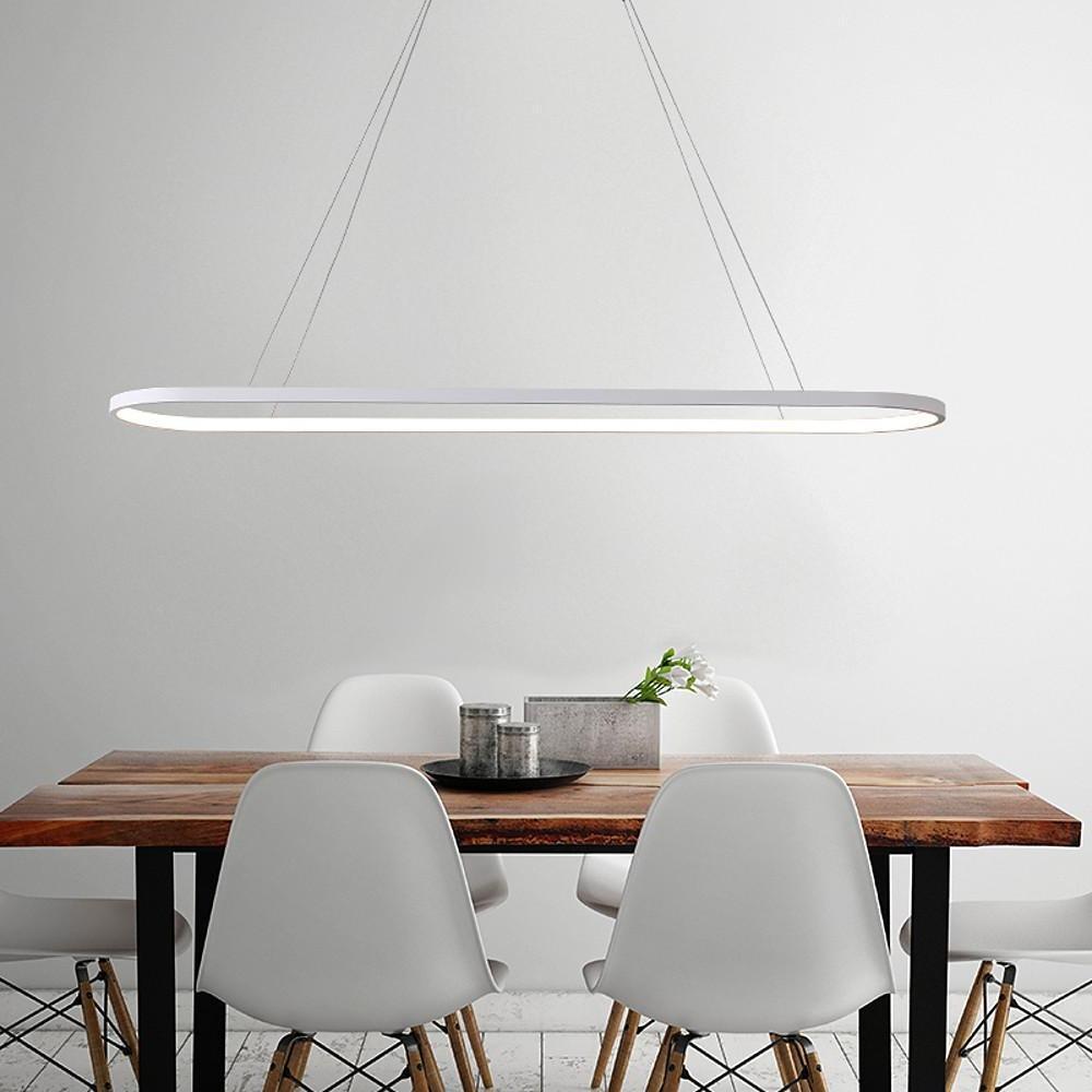 Modern Linear Rectangle LED Pendant Light with Remote Control
