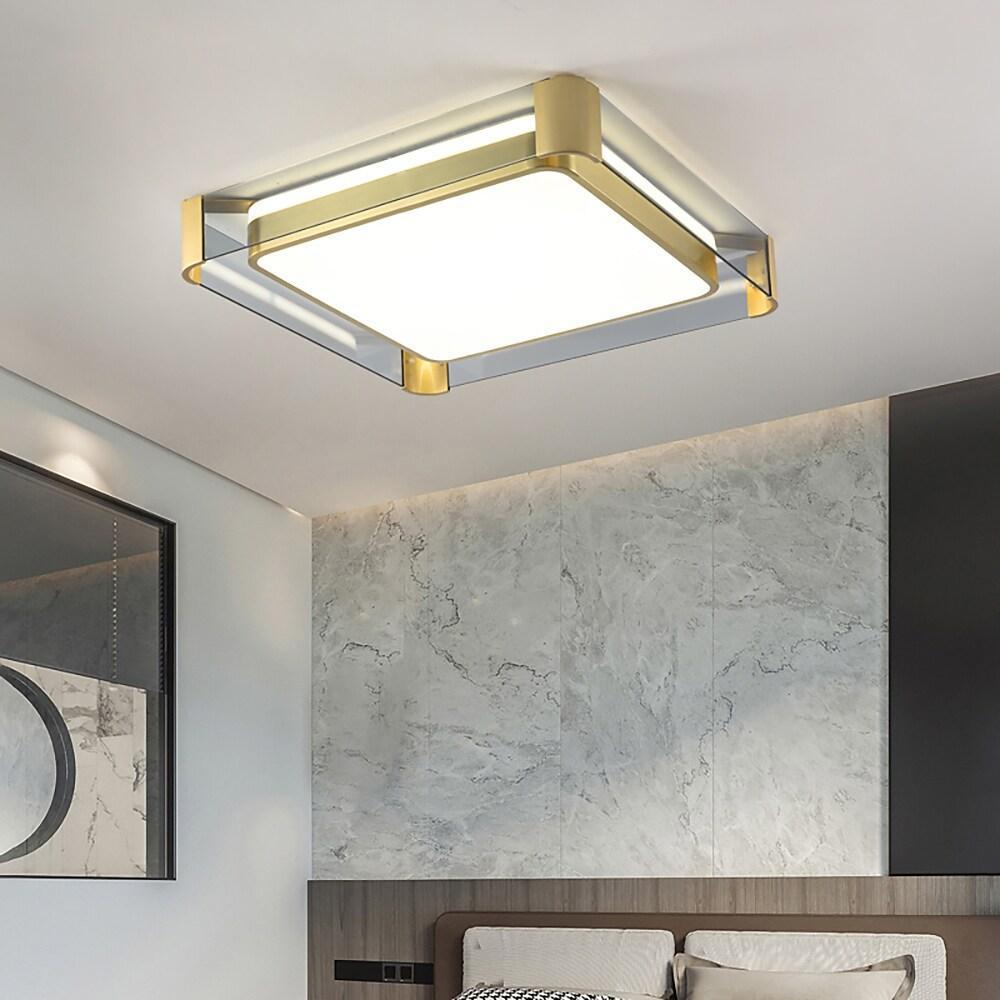 Nordic Glass Copper Flush Mount Ceiling Light LED Integrated