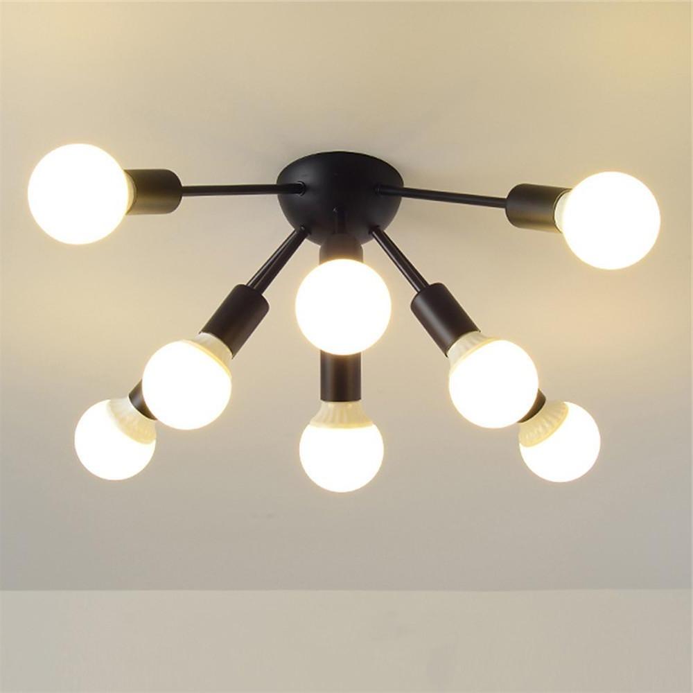 8-Light Gold Flush Mount Ceiling Light Modern Metal Cluster Design