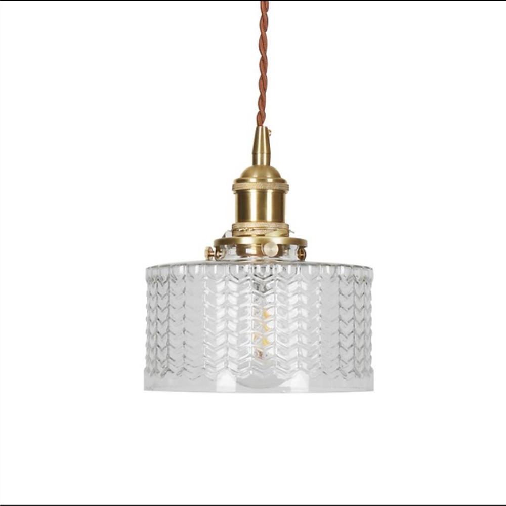 Nordic Glass Pendant Light with Textured Shade - Modern Minimalist