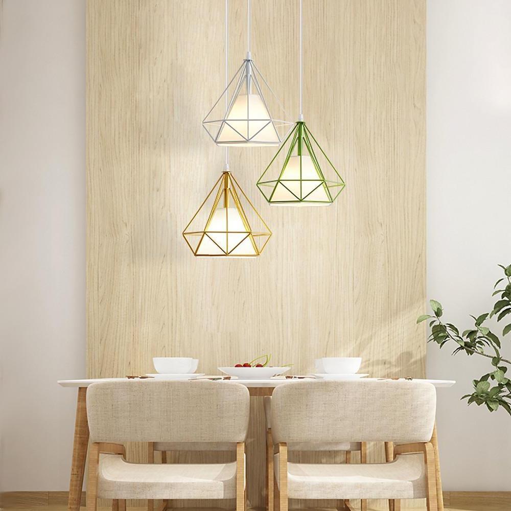 Geometric Metal Pendant Light Industrial Cage Design LED Fixture