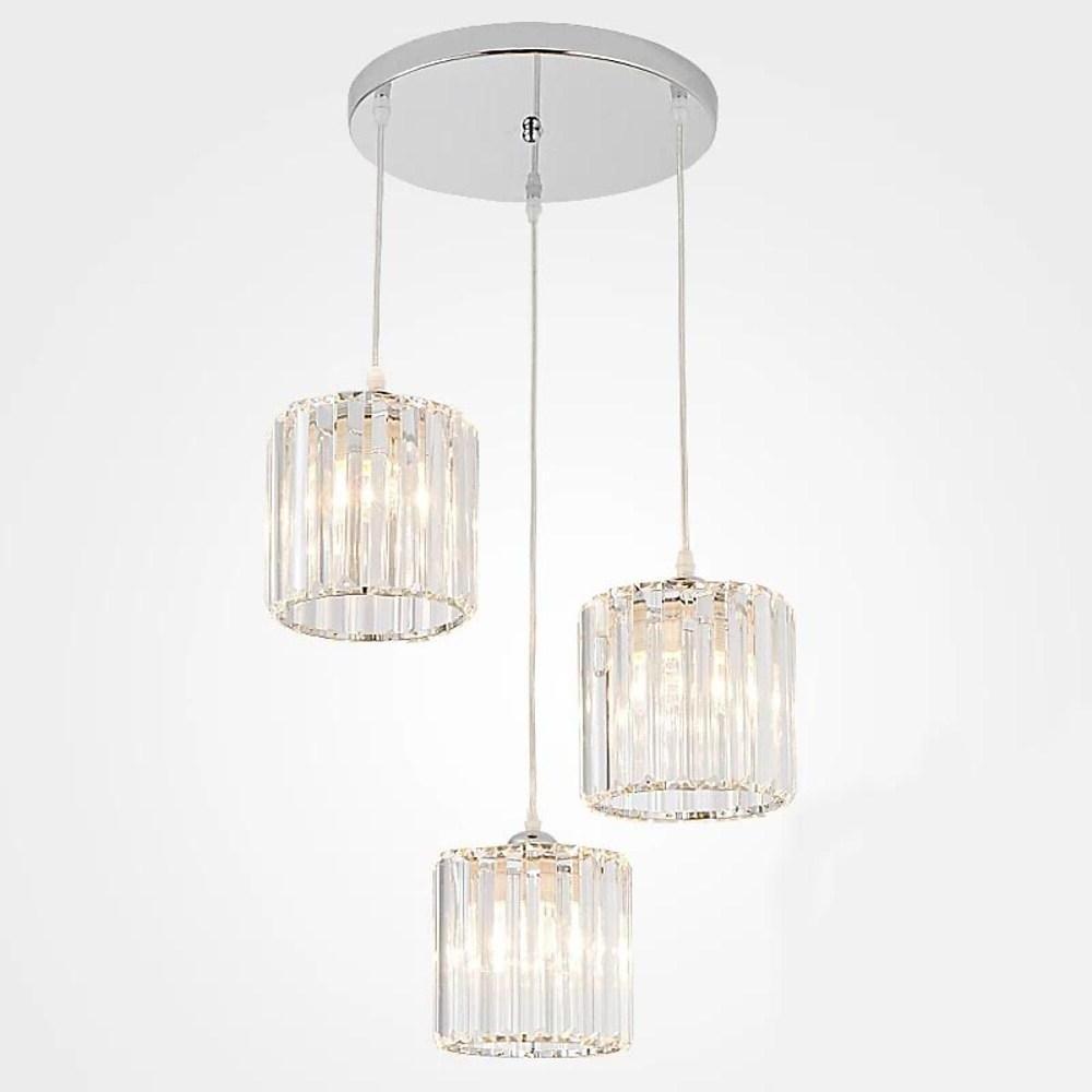 3-Tier Crystal Island Chandelier with Adjustable Chain