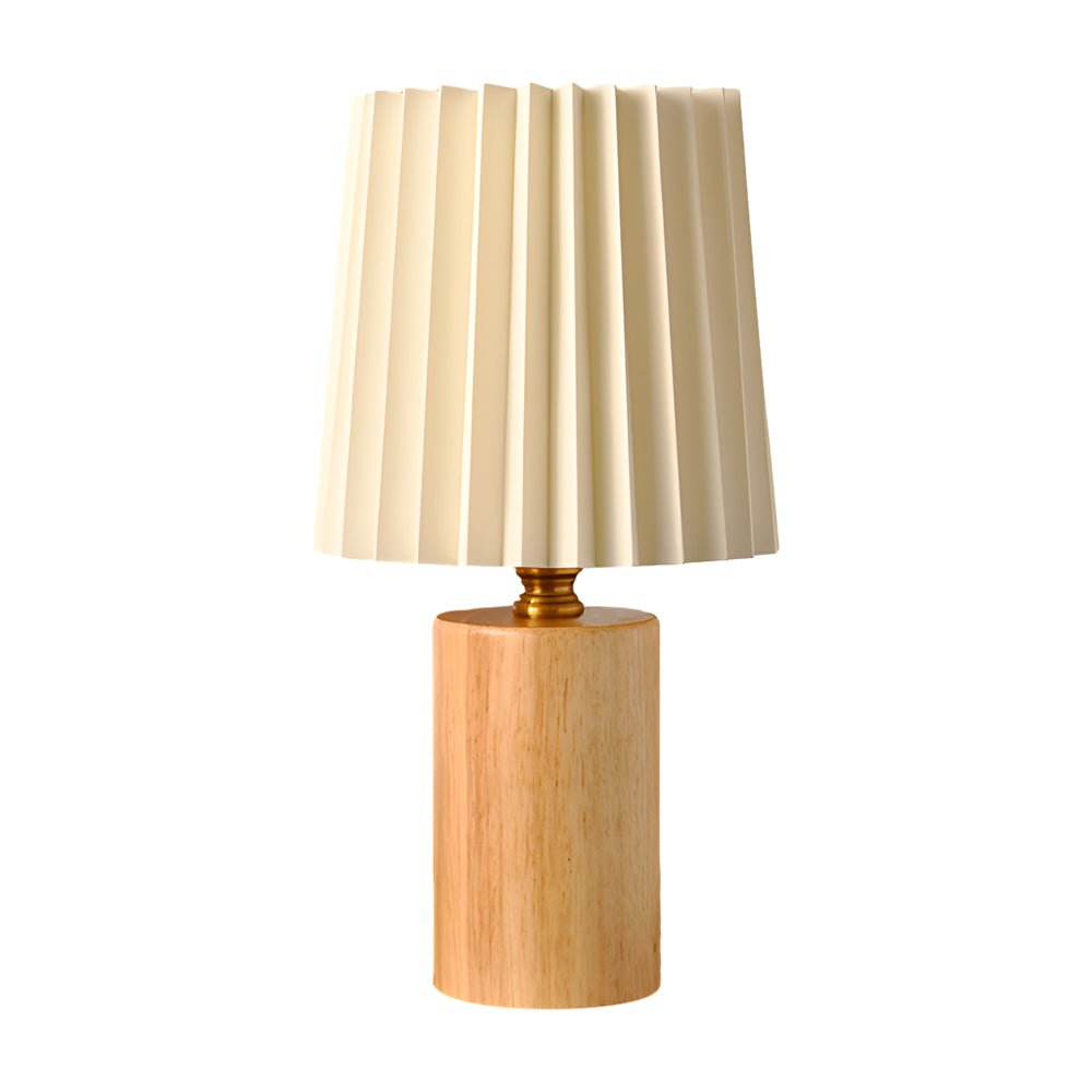 Modern Wood Column Table Lamp with Pleated Empire Shade