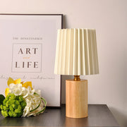 Modern Wood Column Table Lamp with Pleated Empire Shade