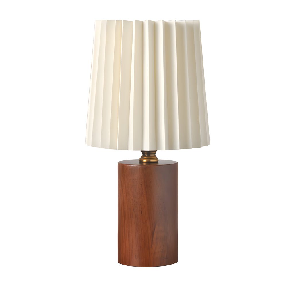 Modern Wood Column Table Lamp with Pleated Empire Shade