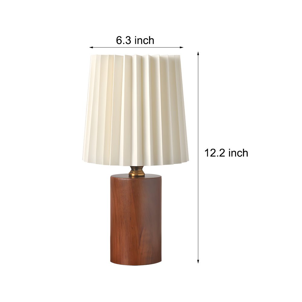 Modern Wood Column Table Lamp with Pleated Empire Shade