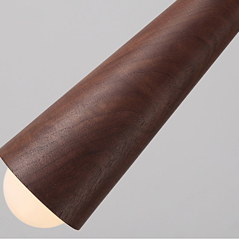 Wood Cone Pendant Light with Copper Accent and Three-Step Dimming