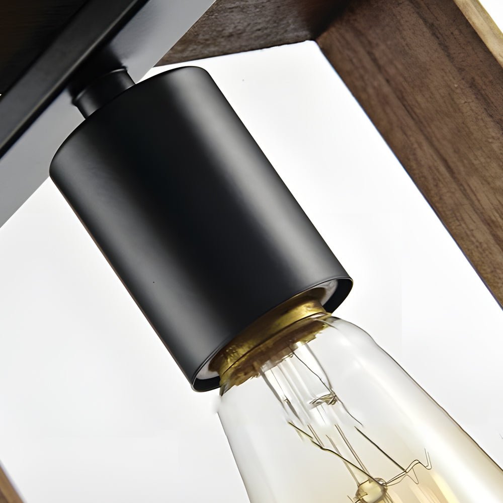Wood Frame Retro Industrial Pendant Light for Dining Room & Bar