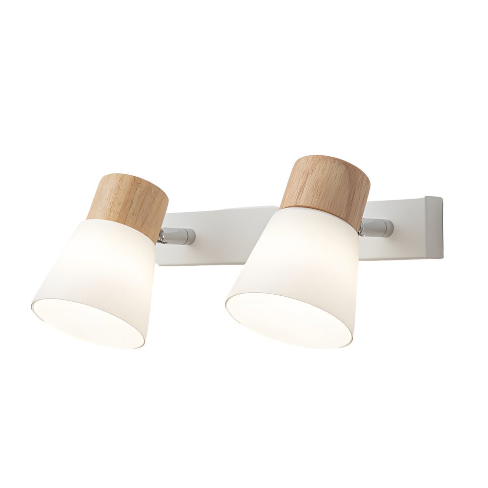 Wood Glass Cone Rotatable Wall Sconce White Nordic Modern