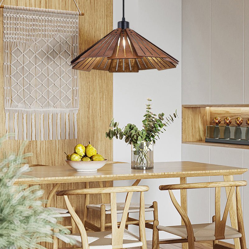 Wabi-Sabi Basswood Pendant Light – Rustic Modern Ceiling Fixture