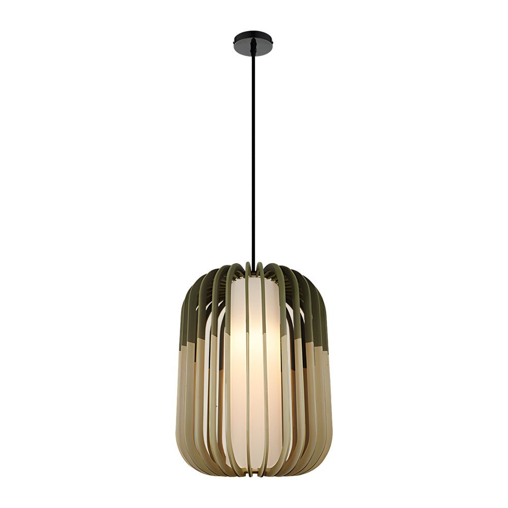 Basswood Lantern Pendant Light with Fabric Shade | Japanese Style