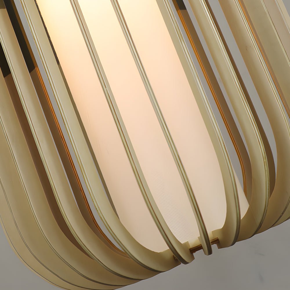Basswood Lantern Pendant Light with Fabric Shade | Japanese Style