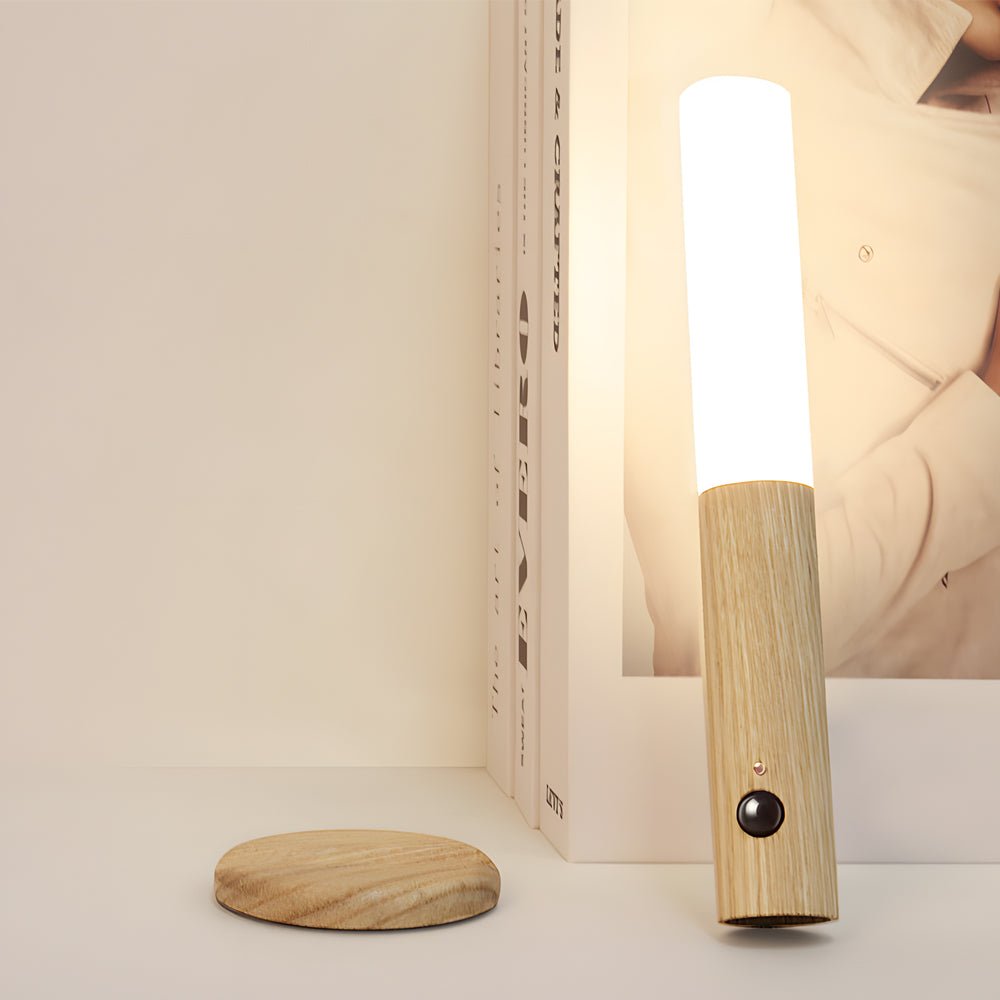 Modern Wood Motion Sensor Night Light USB Rechargeable Wall Sconce