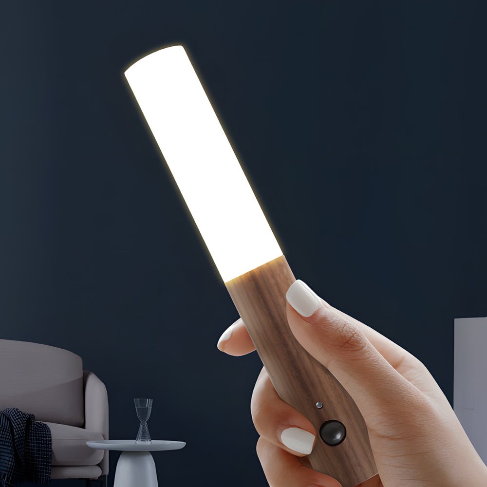 Modern Wood Motion Sensor Night Light USB Rechargeable Wall Sconce