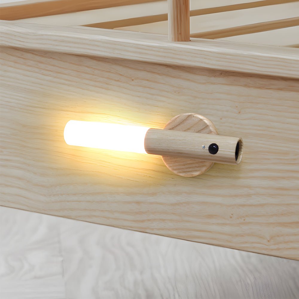 Modern Wood Motion Sensor Night Light USB Rechargeable Wall Sconce