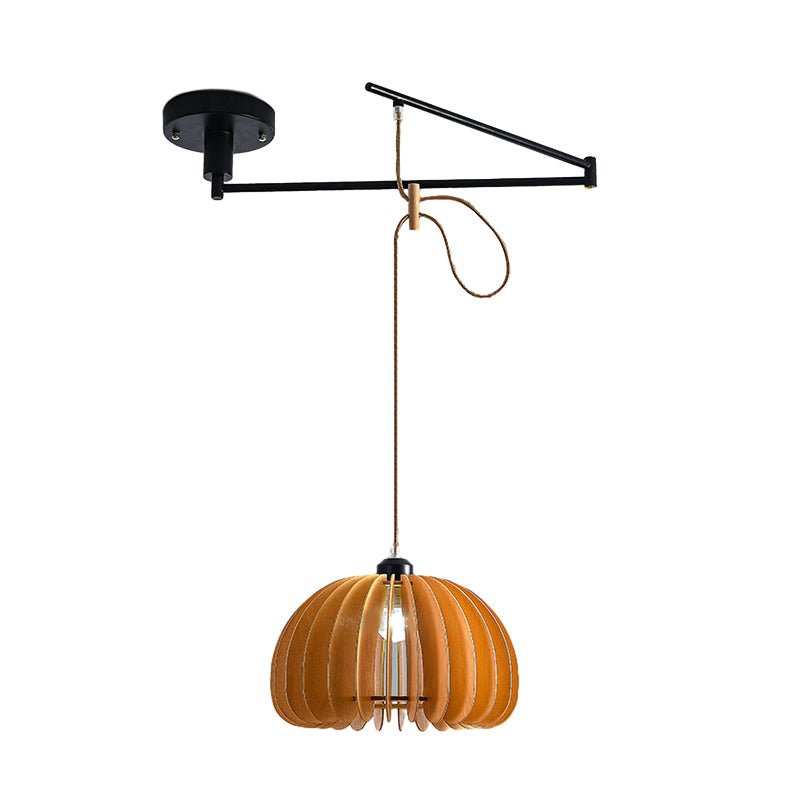 Wooden Swing Arm Adjustable Pendant Light with 3-Step Dimming