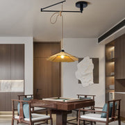 Wooden Swing Arm Adjustable Pendant Light with 3-Step Dimming