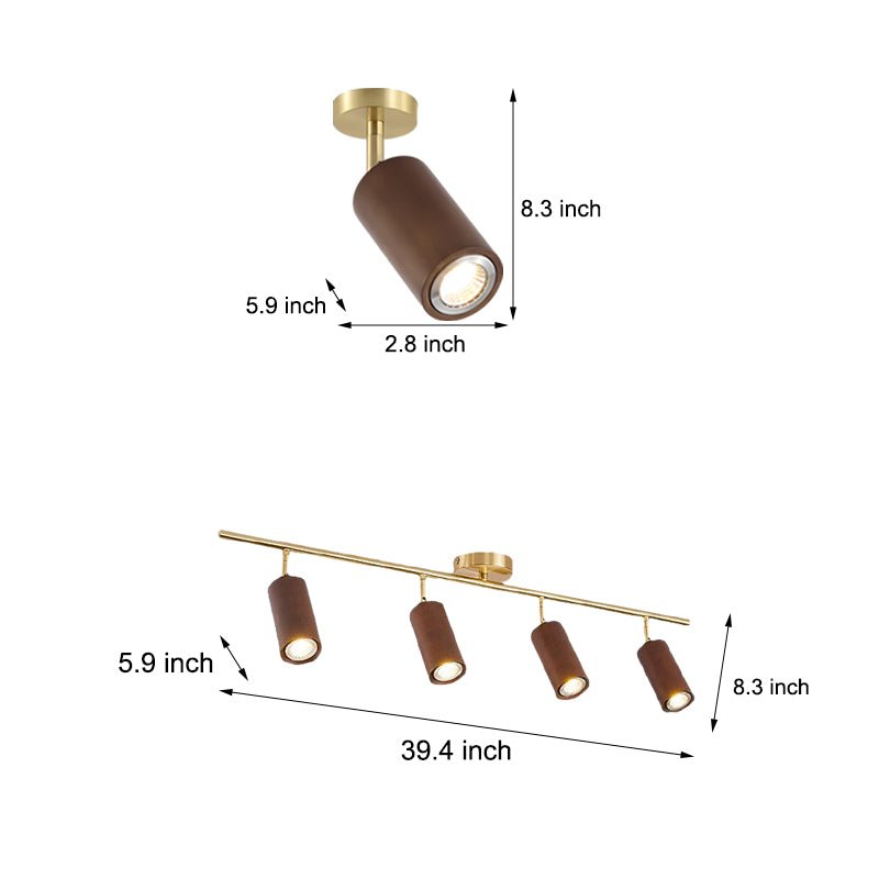 Modern Wooden Track Spotlight with Rotating Heads LED Ceiling Light