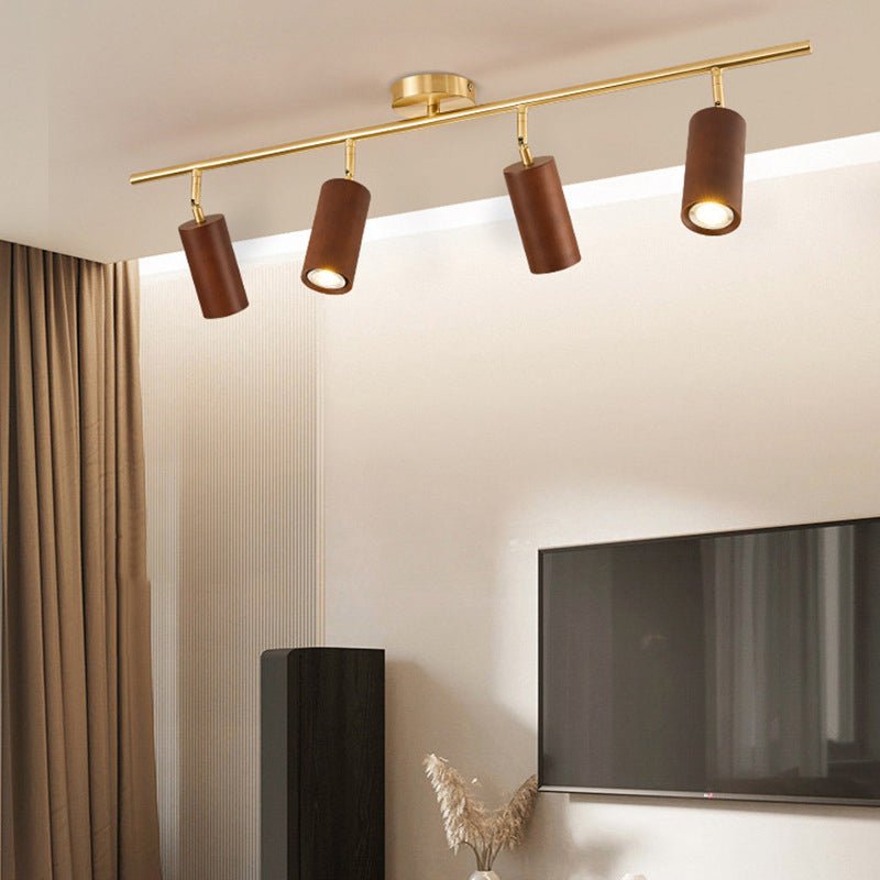 Modern Wooden Track Spotlight with Rotating Heads LED Ceiling Light