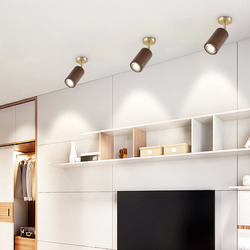 Modern Wooden Track Spotlight with Rotating Heads LED Ceiling Light