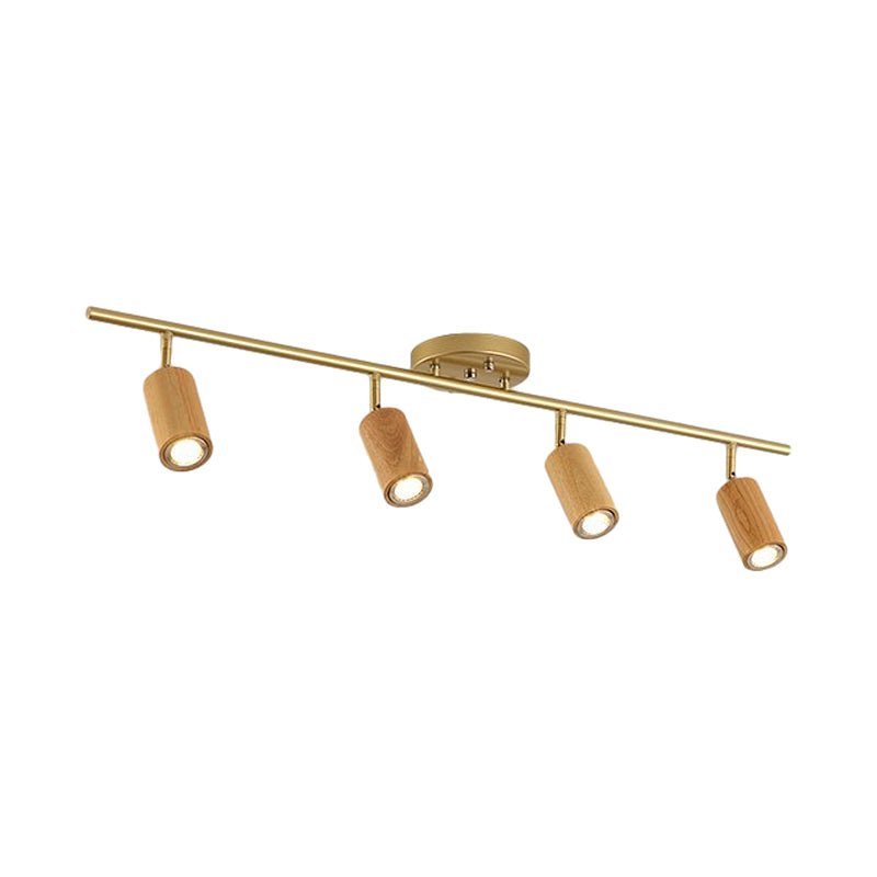 Modern Wooden Track Spotlight with Rotating Heads LED Ceiling Light
