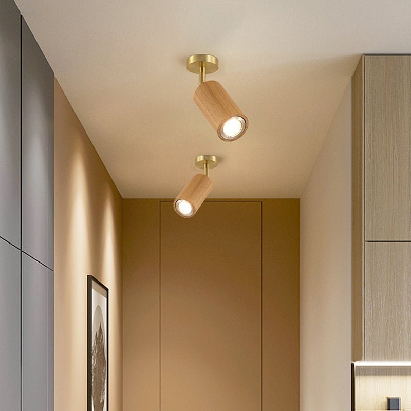 Modern Wooden Track Spotlight with Rotating Heads LED Ceiling Light