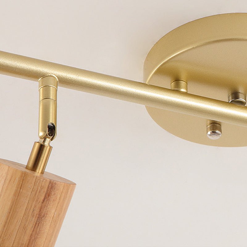 Modern Wooden Track Spotlight with Rotating Heads LED Ceiling Light