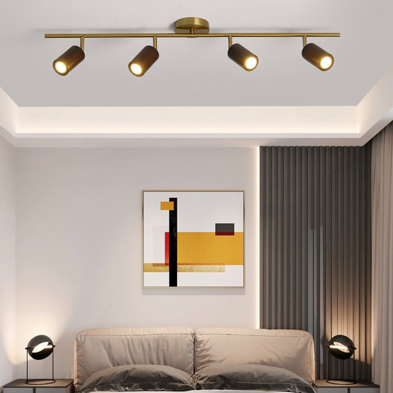 Modern Wooden Track Spotlight with Rotating Heads LED Ceiling Light