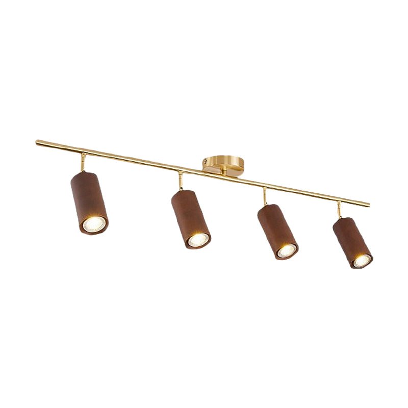 Modern Wooden Track Spotlight with Rotating Heads LED Ceiling Light
