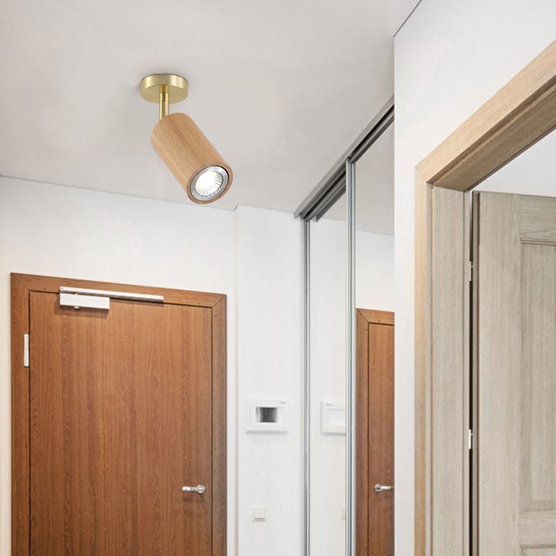 Modern Wooden Track Spotlight with Rotating Heads LED Ceiling Light