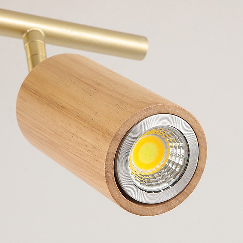 Modern Wooden Track Spotlight with Rotating Heads LED Ceiling Light